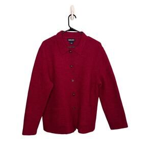 Lands End Vintage Red Wool Chore Coat - 14